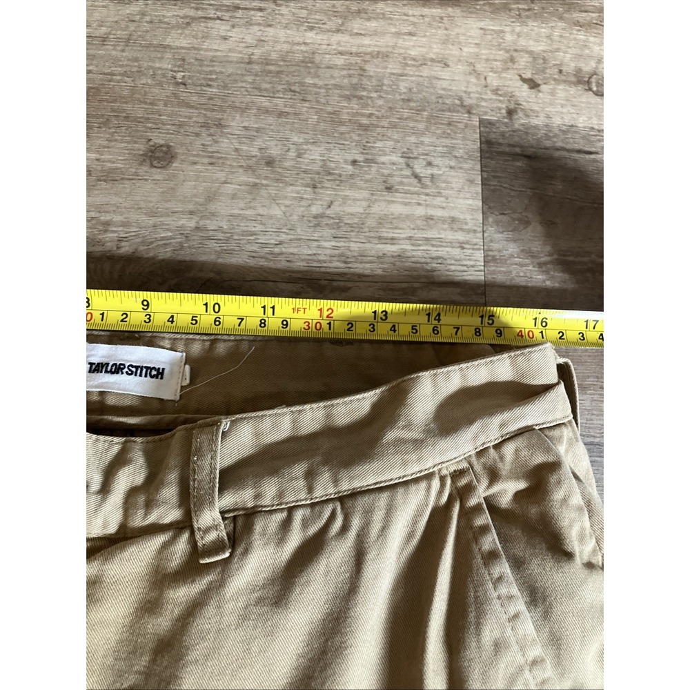 Taylor Stitch The Foundation Democratic Pants Organic Khaki Chino 34 READ Hole - Picture 11 of 13